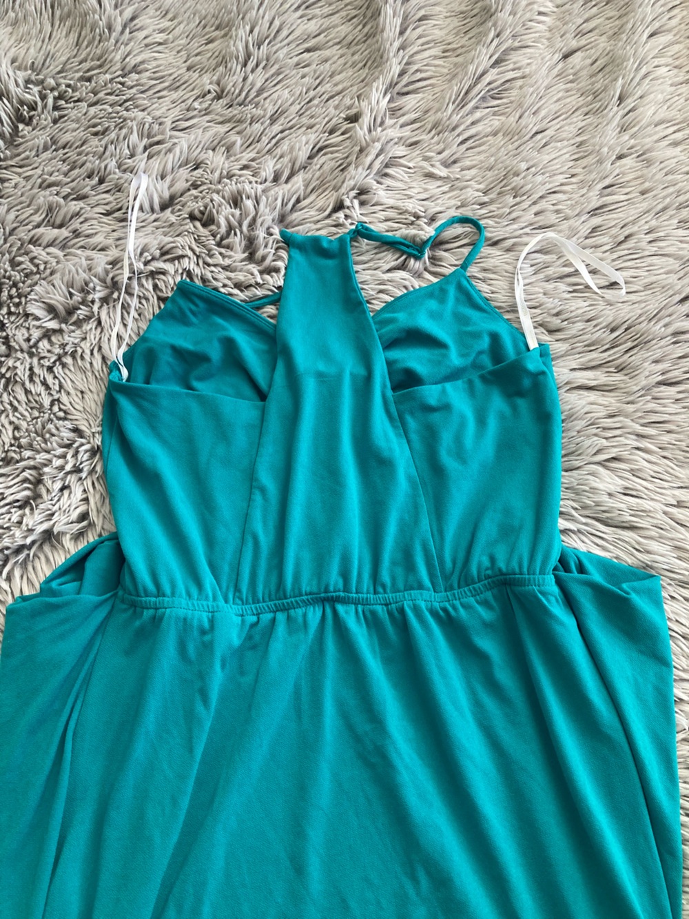 NWOT BCBG Teal Spaghetti-Strap Draped Pocket Mini Dress Medium Revolve - Picture 7 of 11